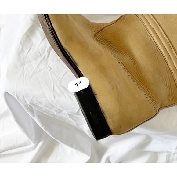 Women’s Western Horseshoe Nubuck Leather Riding Boots Tan Sz 9 Made in Mexico - Picture 7 of 13